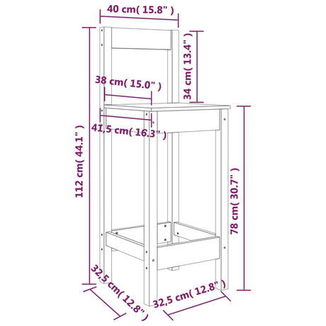 Barstoelen 2 st 40x41,5x112 cm massief grenenhout - AllerleiShop