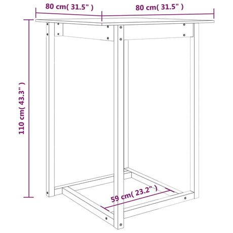 Bartafel 80x80x110 cm massief grenenhout wit - AllerleiShop