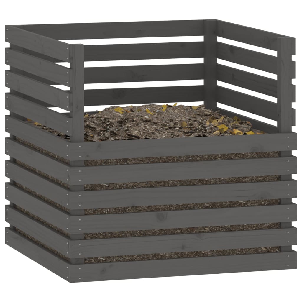 Compostbak 80x80x78 cm massief grenenhout grijs - AllerleiShop