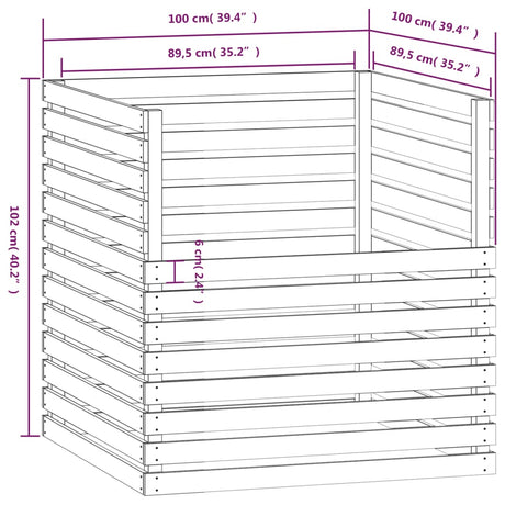 Compostbak 100x100x102 cm massief grenenhout - AllerleiShop