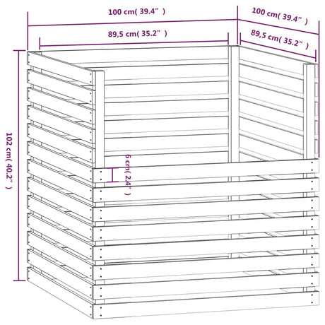 Compostbak 100x100x102 cm massief grenenhout wit - AllerleiShop