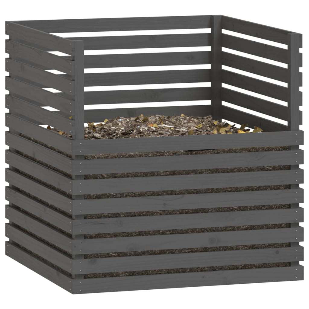 Compostbak 100x100x102 cm massief grenenhout grijs - AllerleiShop