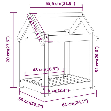 Hondenmand 61x50x70 cm massief grenenhout - AllerleiShop