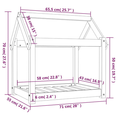 Hondenmand 71x55x70 cm massief grenenhout grijs - AllerleiShop