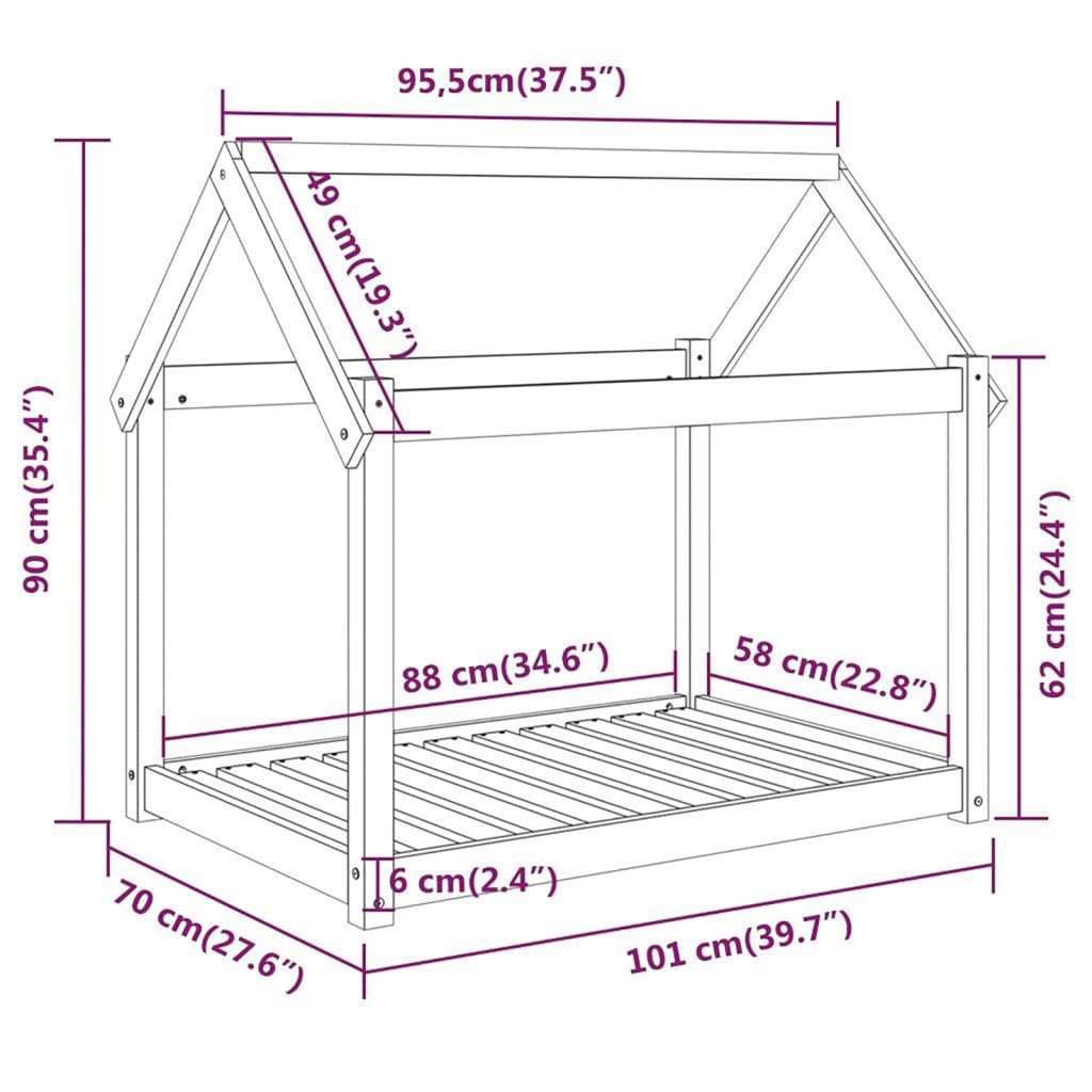 Hondenmand 101x70x90 cm massief grenenhout wit - AllerleiShop