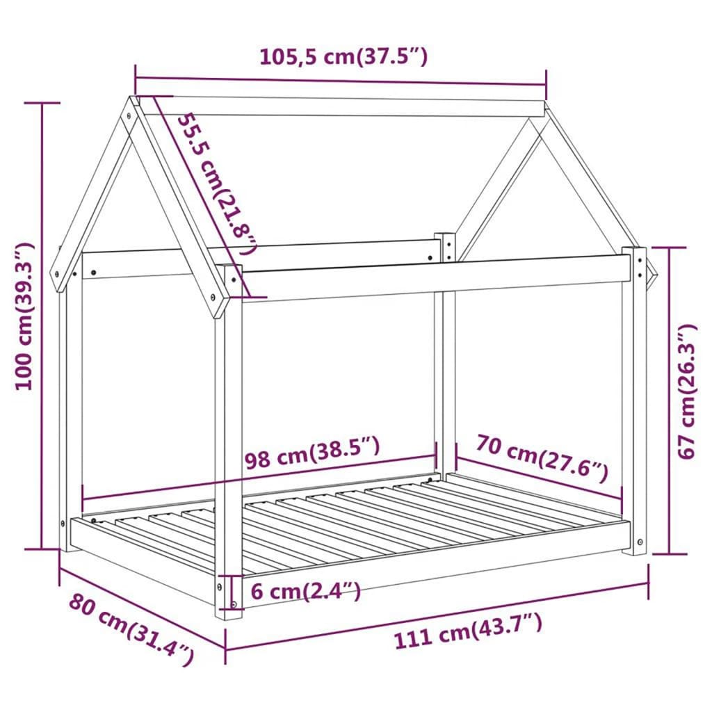 Hondenmand 111x80x100 cm massief grenenhout wit - AllerleiShop