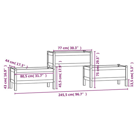 Plantenbak 245,5x44x75 cm massief grenenhout - AllerleiShop