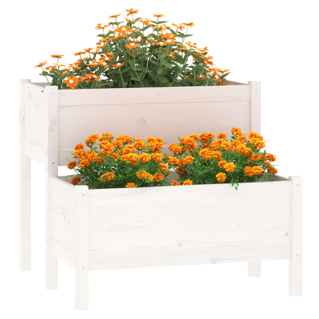 Plantenbak 84,5x84x75 cm massief grenenhout wit - AllerleiShop