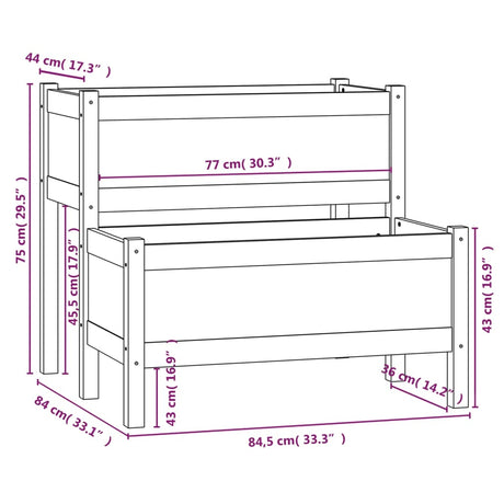 Plantenbak 84,5x84x75 cm massief grenenhout wit - AllerleiShop