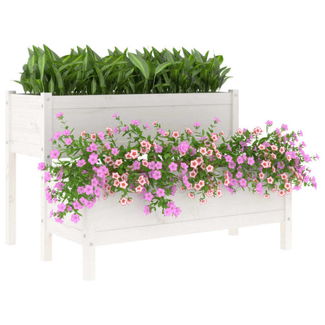 Plantenbak 110x84x75 cm massief grenenhout wit - AllerleiShop