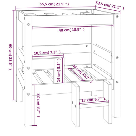 Hondenmand 55,5x53,5x60 cm massief grenenhout grijs - AllerleiShop