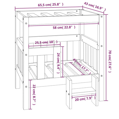 vidaXL Hondenmand 65,5x43x70 cm massief grenenhout wit - AllerleiShop