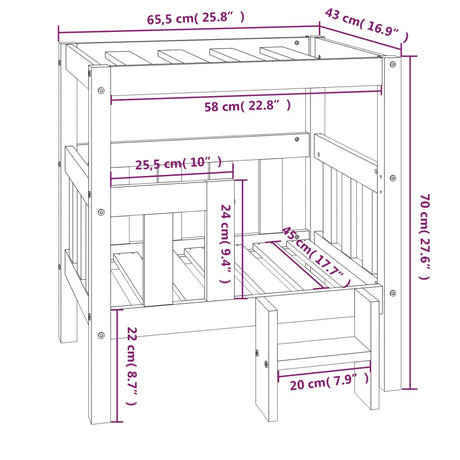 Hondenmand 65,5x43x70 cm massief grenenhout zwart - AllerleiShop