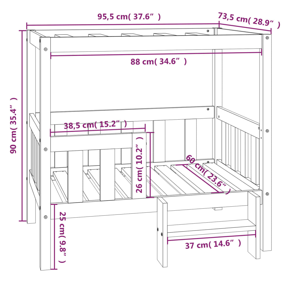 Hondenmand 95,5x73,5x90 cm massief grenenhout - AllerleiShop