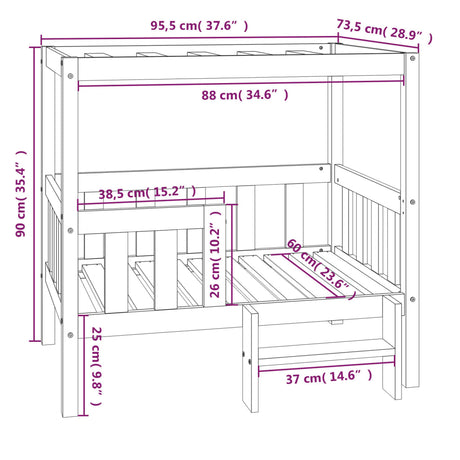 vidaXL Hondenmand 95,5x73,5x90 cm massief grenenhout wit - AllerleiShop