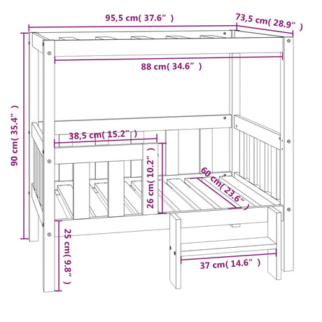 vidaXL Hondenmand 95,5x73,5x90 cm massief grenenhout honingbruin - AllerleiShop