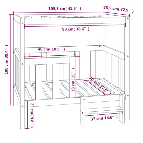 Hondenmand 105,5x83,5x100 cm massief grenenhout - AllerleiShop