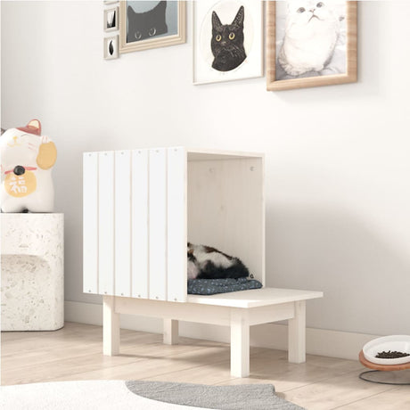 Kattenhuis 60x36x60 cm massief grenenhout wit - AllerleiShop