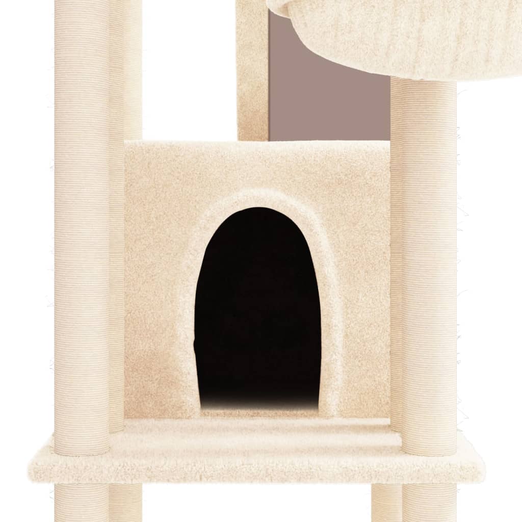 Kattenmeubel met sisal krabpalen 201 cm crèmekleurig