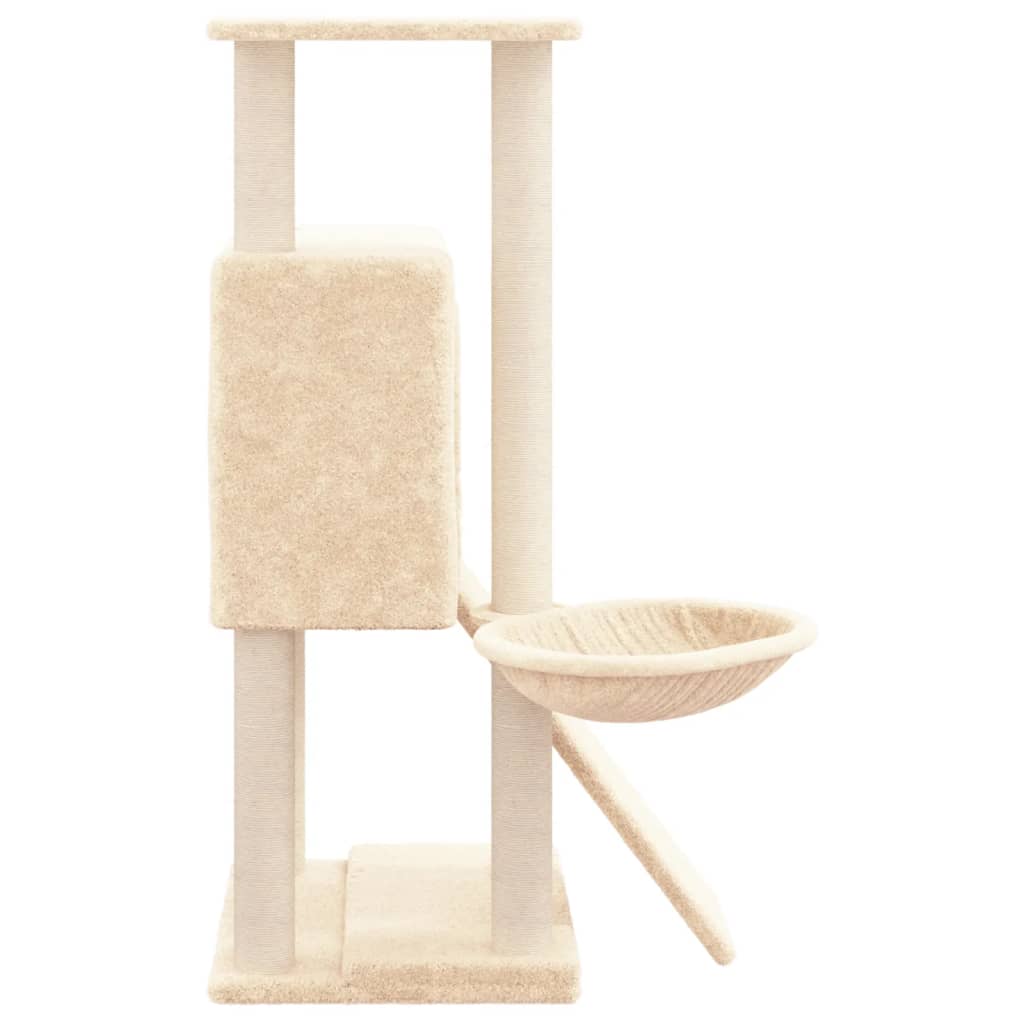 Kattenmeubel met sisal krabpalen 96 cm crèmekleurig