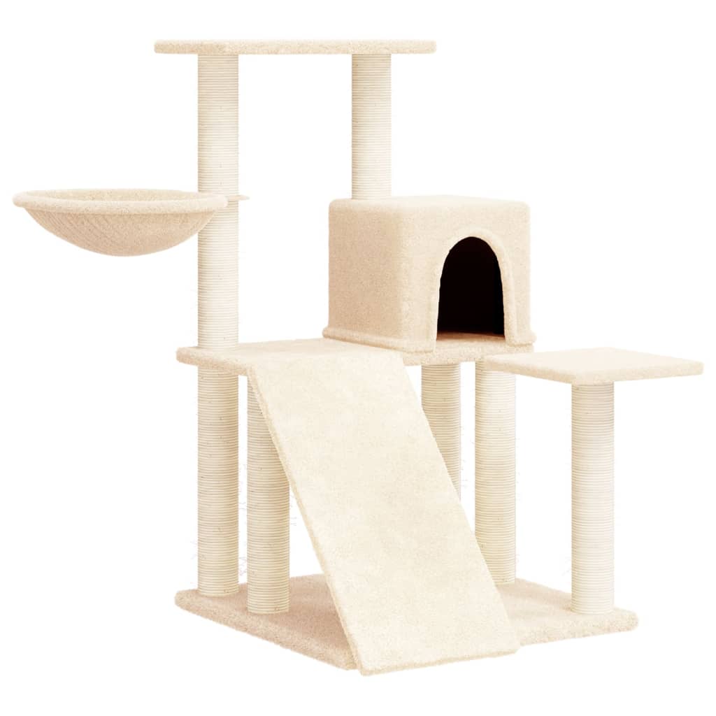 Kattenmeubel met sisal krabpalen 82 cm crèmekleurig