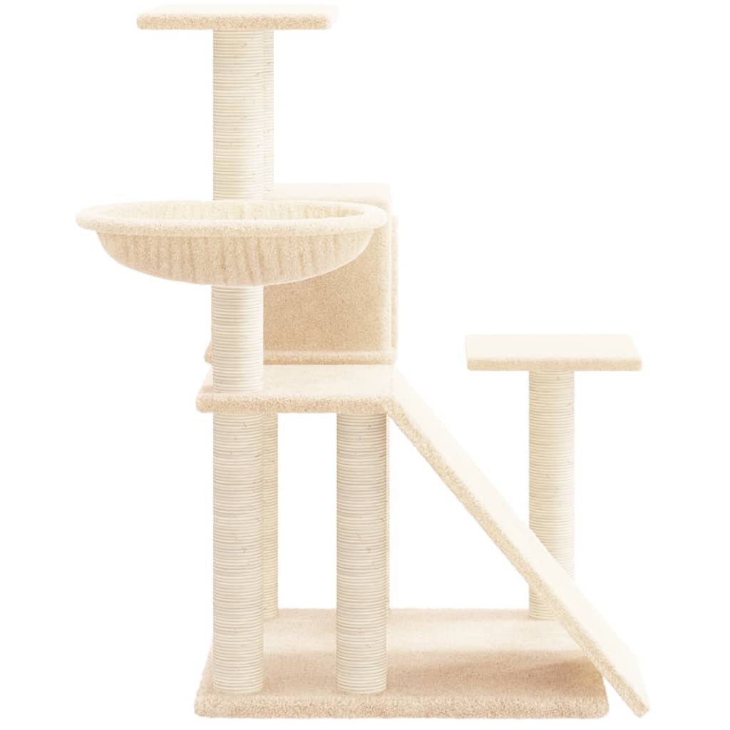 Kattenmeubel met sisal krabpalen 82 cm crèmekleurig