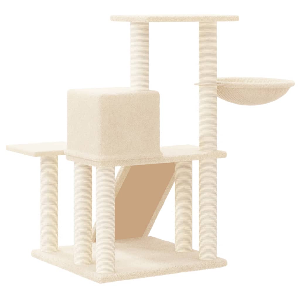 Kattenmeubel met sisal krabpalen 82 cm crèmekleurig