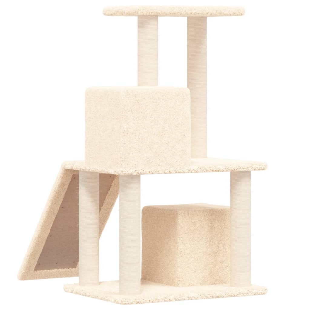 Kattenmeubel met sisal krabpalen 82 cm crèmekleurig