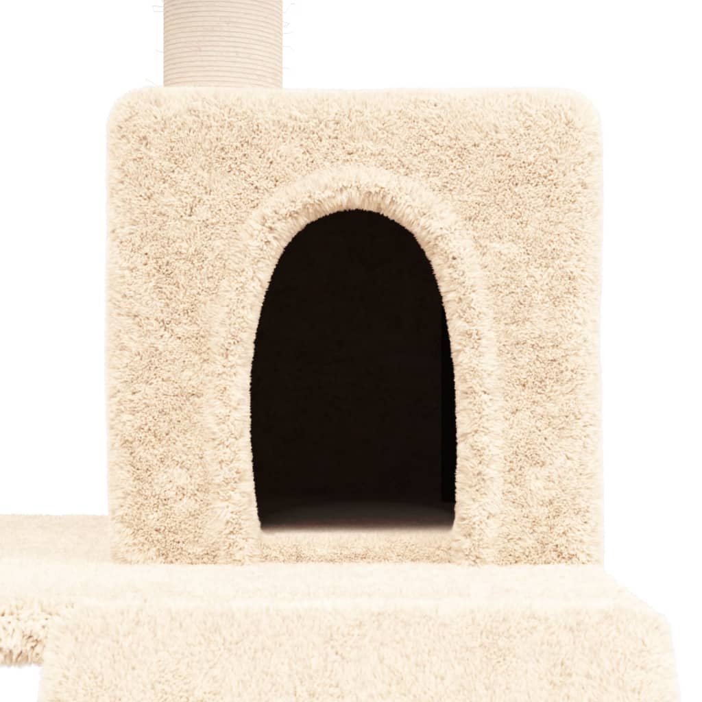 Kattenmeubel met sisal krabpalen 82 cm crèmekleurig