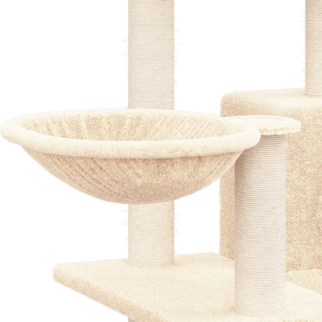 Kattenmeubel met sisal krabpalen 82 cm crèmekleurig