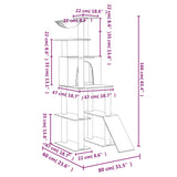 Kattenmeubel met sisal krabpalen 166 cm crèmekleurig