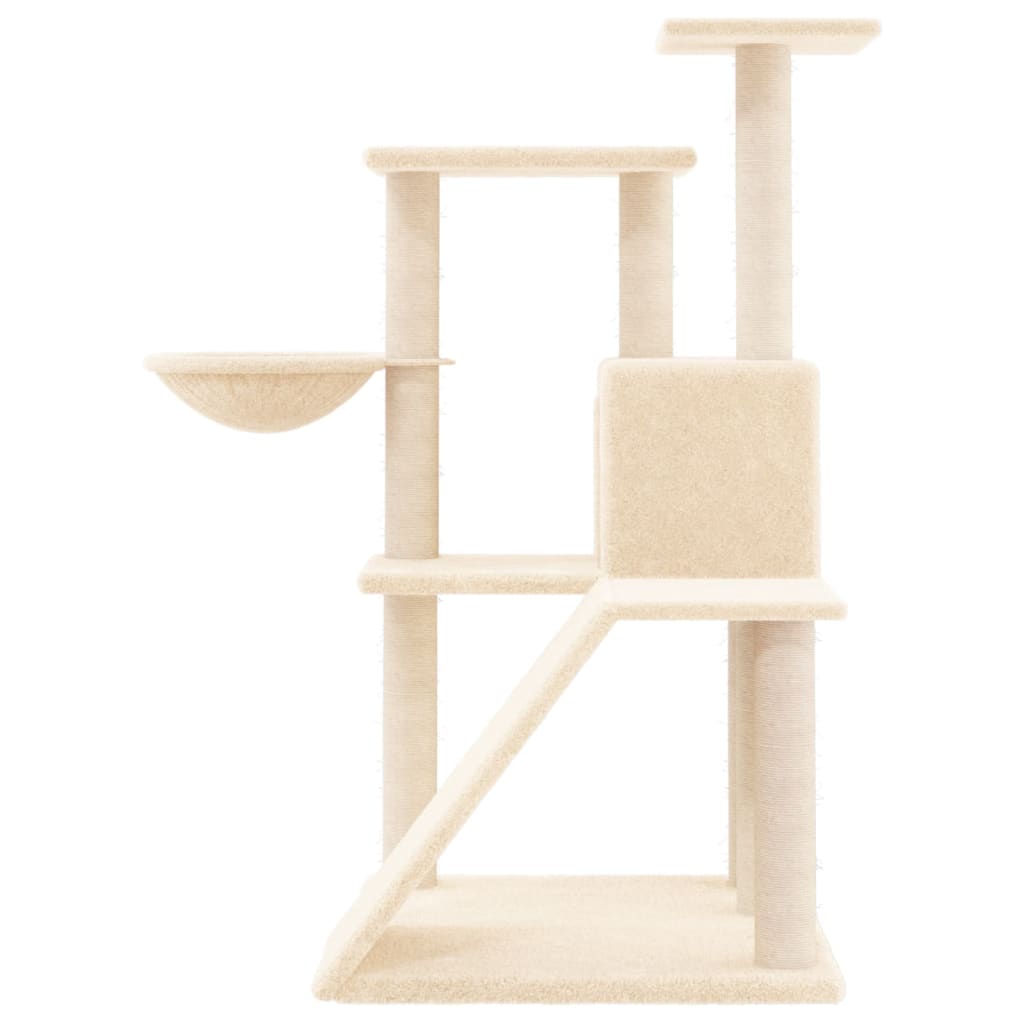 Kattenmeubel met sisal krabpalen 94 cm crèmekleurig