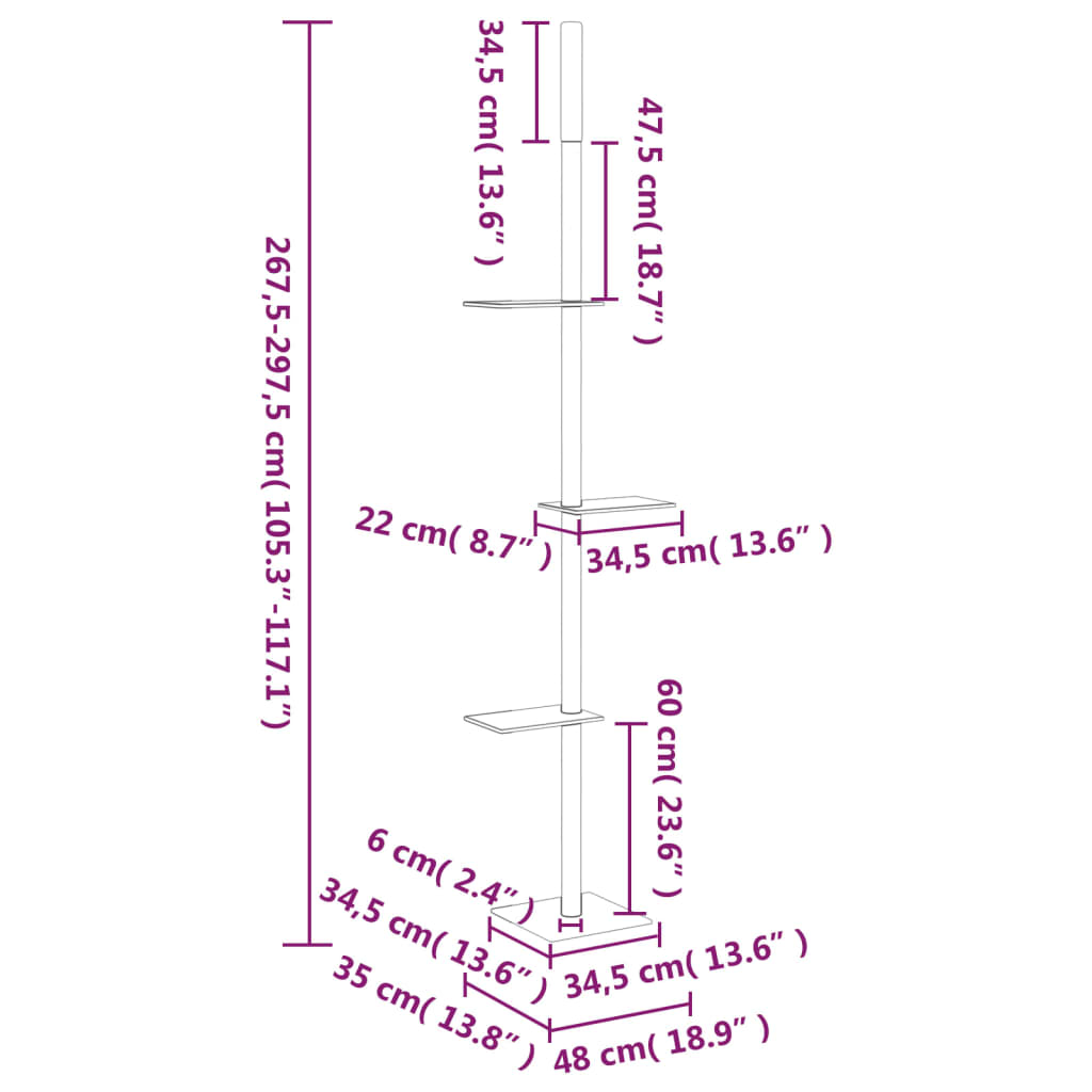 Kattenmeubel vloer tot plafond 267,5-297,5 cm crèmekleurig