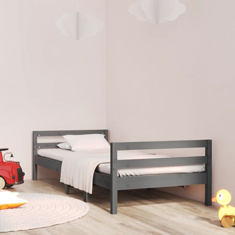 Bedframe 75x190 cm massief grenenhout grijs - AllerleiShop