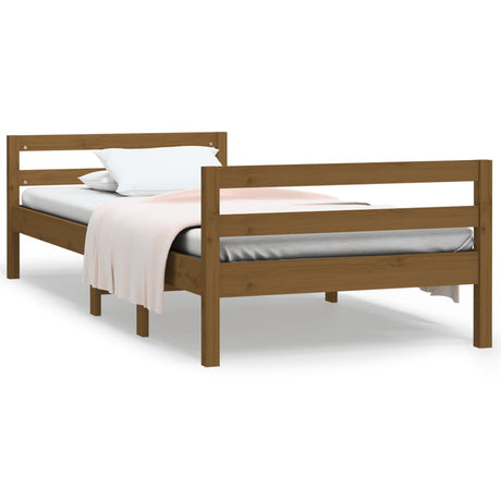 Bedframe 75x190 cm massief grenenhout honingbruin - AllerleiShop