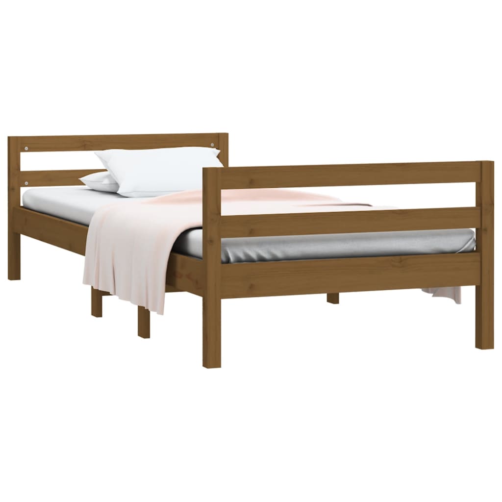 Bedframe 75x190 cm massief grenenhout honingbruin - AllerleiShop