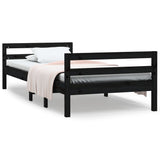 Bedframe 75x190 cm massief grenenhout zwart - AllerleiShop