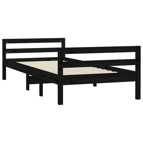Bedframe 75x190 cm massief grenenhout zwart - AllerleiShop