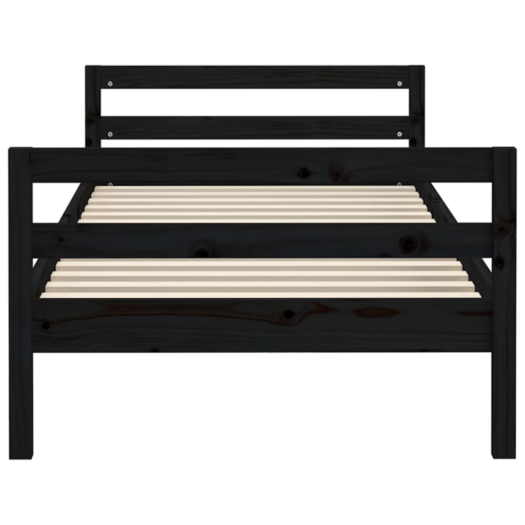 Bedframe 75x190 cm massief grenenhout zwart - AllerleiShop