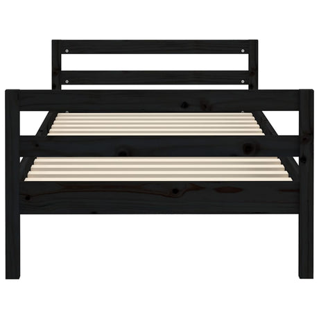 Bedframe 75x190 cm massief grenenhout zwart - AllerleiShop