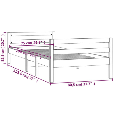 Bedframe 75x190 cm massief grenenhout zwart - AllerleiShop