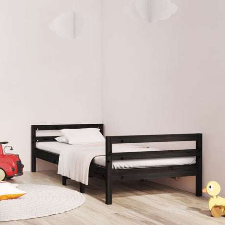 Bedframe 75x190 cm massief grenenhout zwart - AllerleiShop
