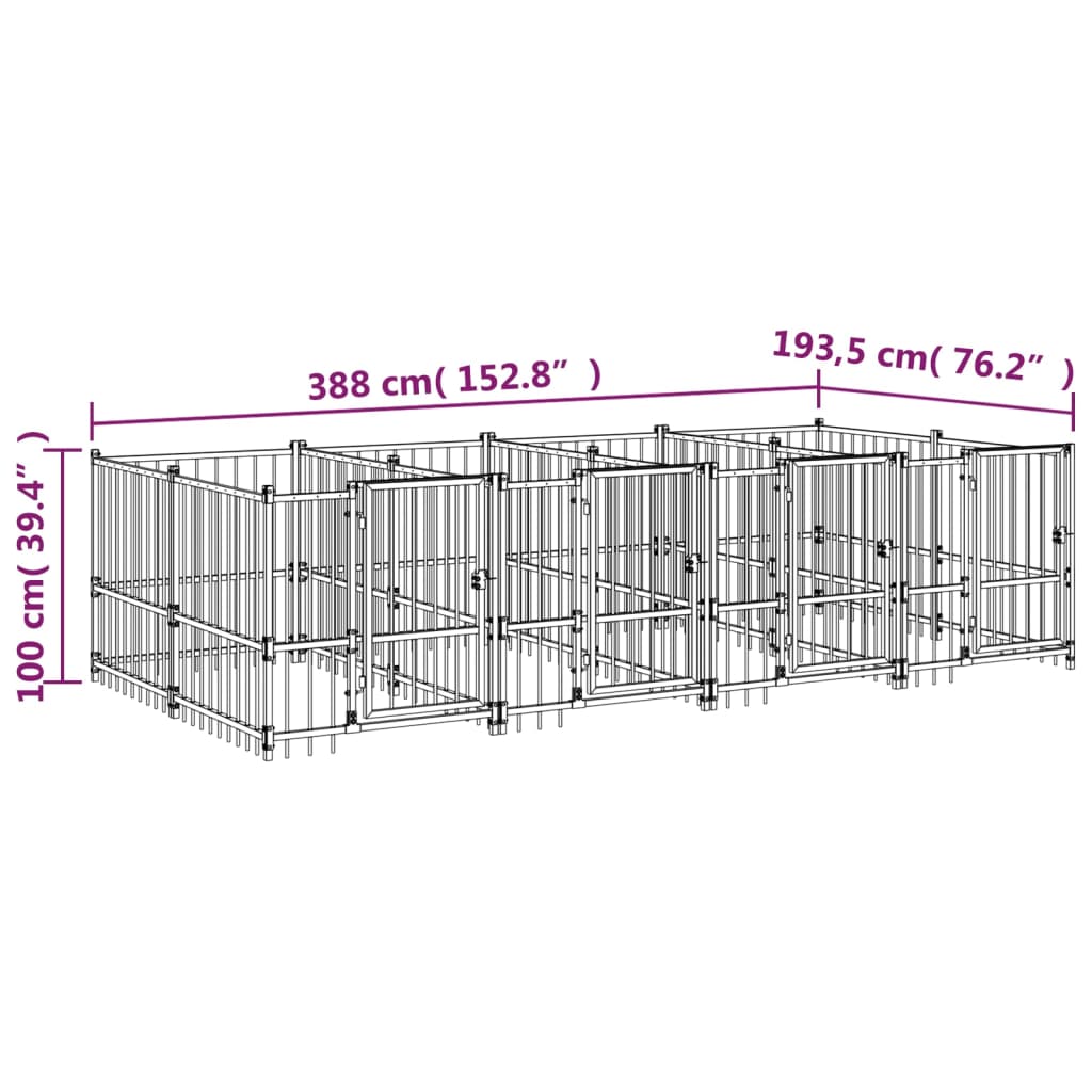 Hondenkennel voor buiten 7,51 m² staal - AllerleiShop