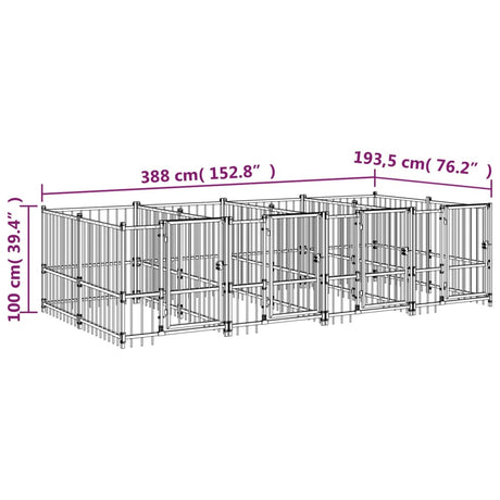 Hondenkennel voor buiten 7,51 m² staal - AllerleiShop