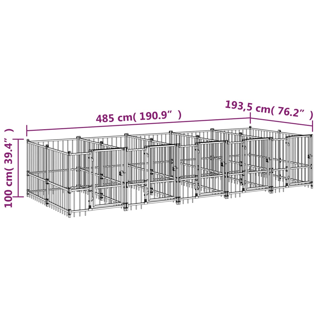 Hondenkenne 9,38 m² staal - AllerleiShop