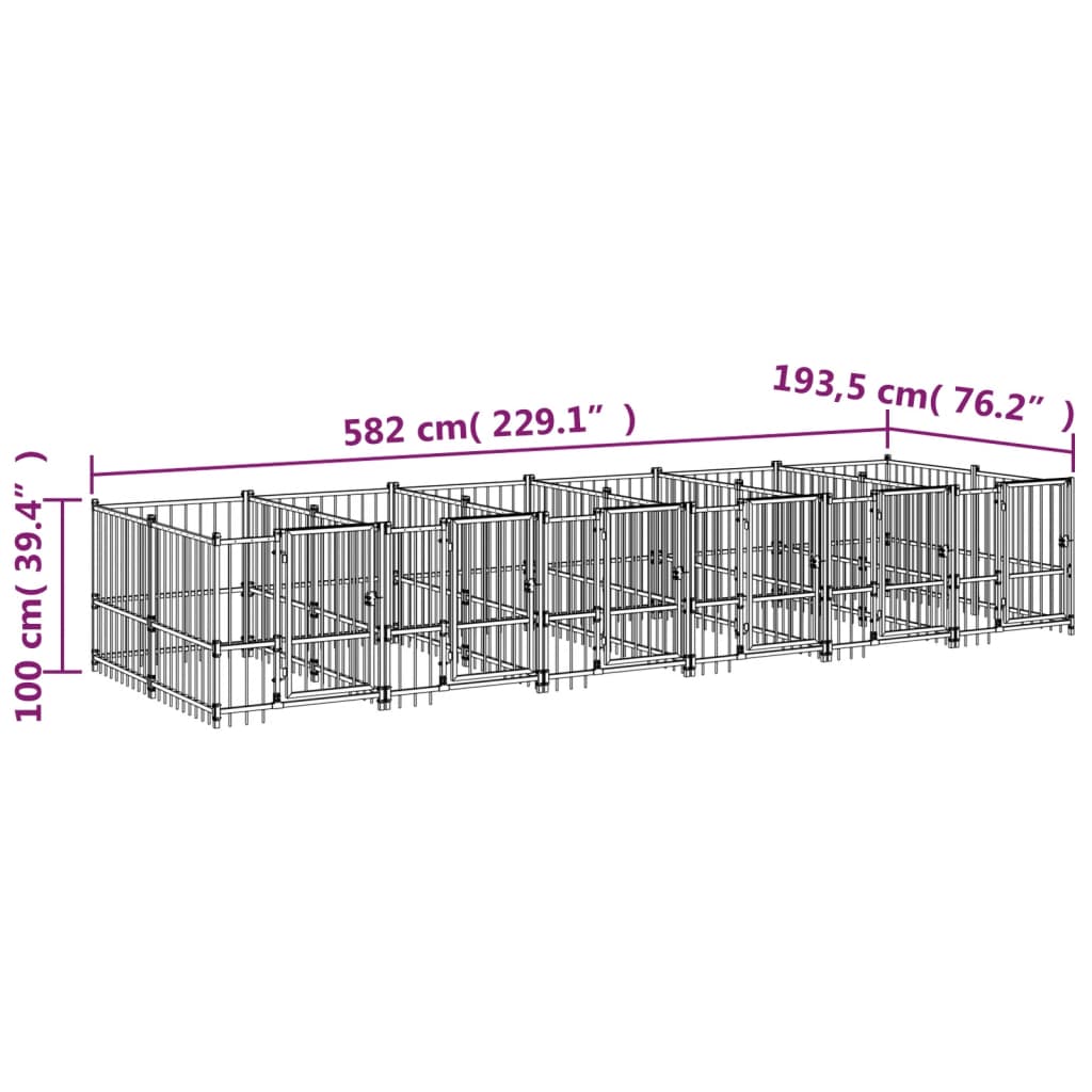 Hondenkennel voor buiten 11,26 m² staal - AllerleiShop