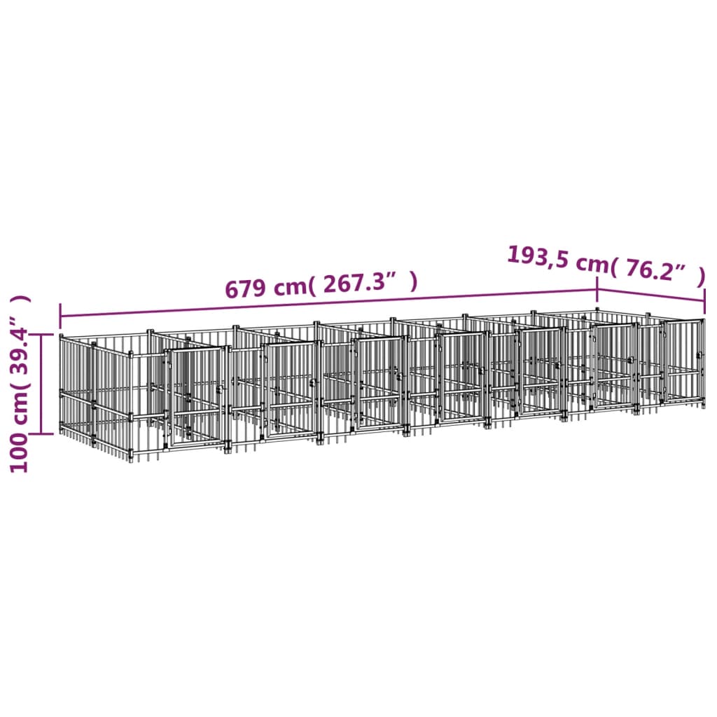 Hondenkennel voor buiten 13,14 m² staal - AllerleiShop