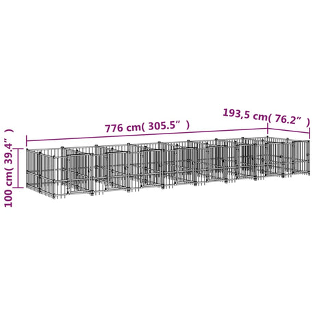 Hondenkennel voor buiten 15,02 m² staal - AllerleiShop