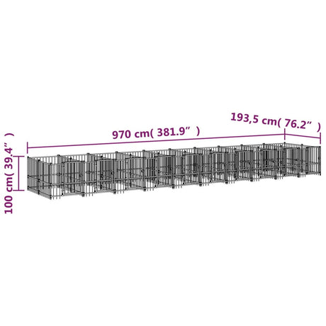 Hondenkennel voor buiten 18,77 m² staal - AllerleiShop