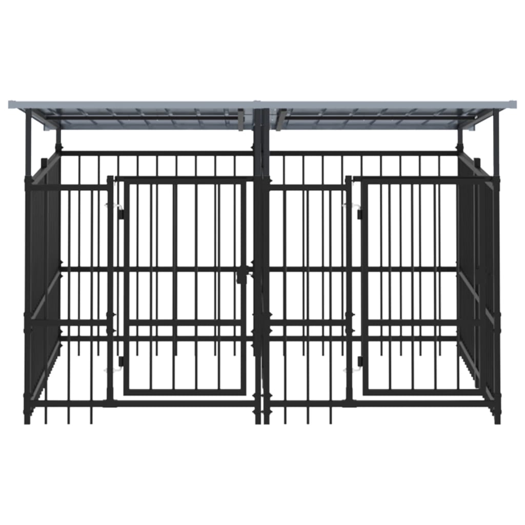 Hondenkennel met dak 3,75 m² staal - AllerleiShop